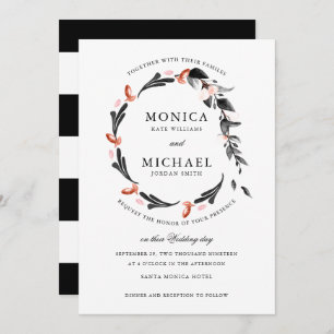 Moonlight Wreath   Modern botanical wedding Invitation