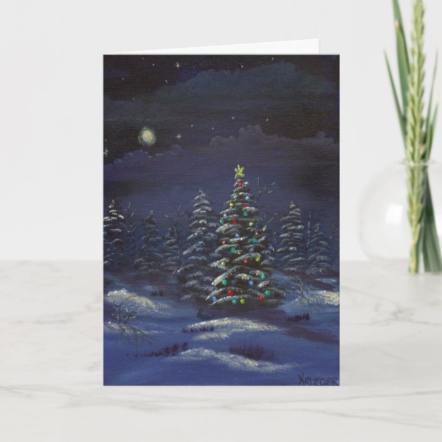 'Moonlight Yule' Holiday Greeting Card (Front)
