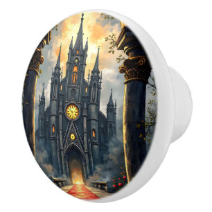 Moonlit Aisle of Eternal Vows –Gothic Wedding Gate Ceramic Knob
