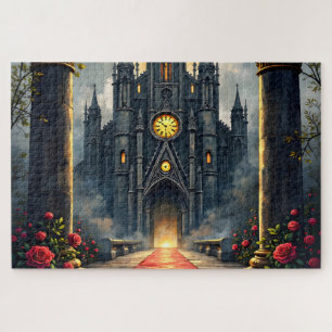 Moonlit Aisle of Eternal Vows –Gothic Wedding Gate Jigsaw Puzzle