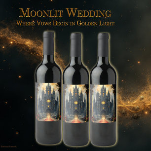 Moonlit Aisle of Eternal Vows –Gothic Wedding Gate Wine Label