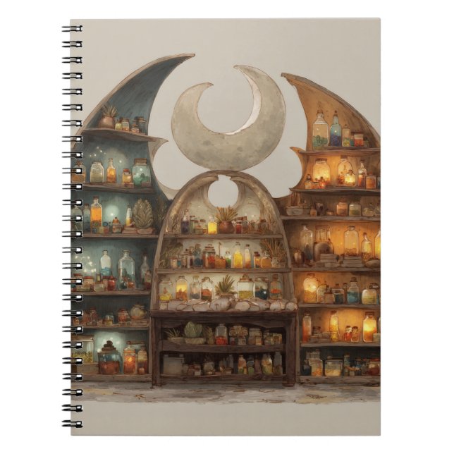 Moonlit Apothecary Potion Shelf Notebook (Front)