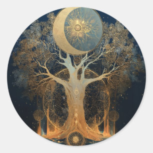 Moonlit Ascension Tree of Life Design Classic Round Sticker