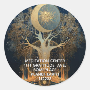 Moonlit Ascension Tree of Life Design Classic Round Sticker