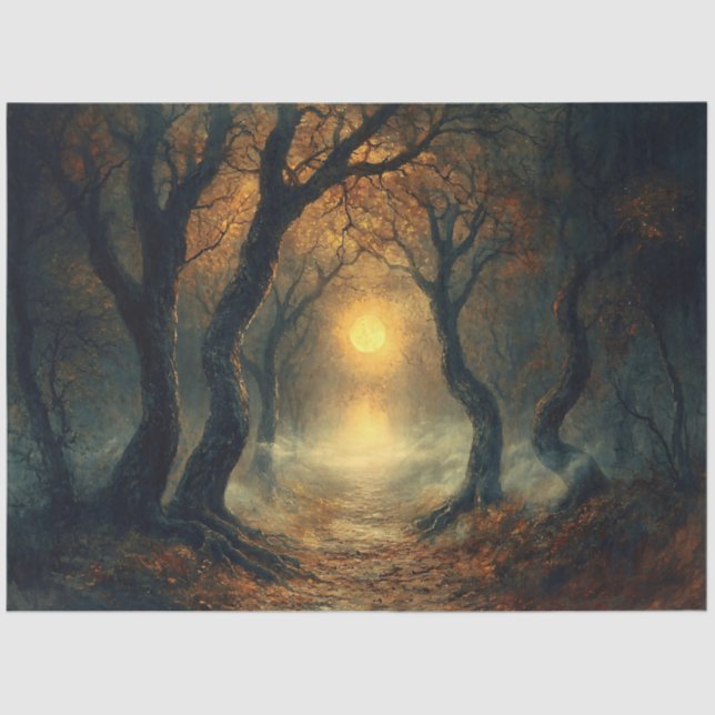 Moonlit Autumn Path Decoupage Tissue Paper (Front)