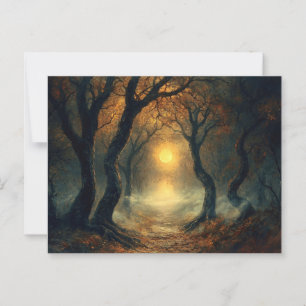 Moonlit Autumn Path Postcard