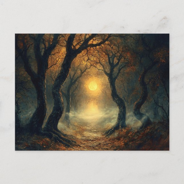 Moonlit Autumn Path Postcard (Front)