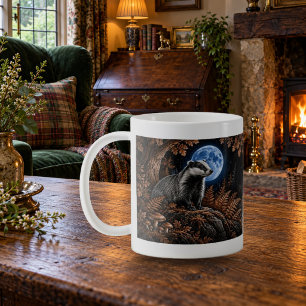 Moonlit Badger Scratchboard Wildlife Mug