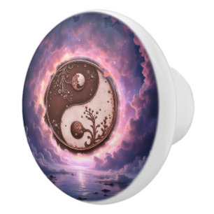 Moonlit Balance – Yin Yang of Eternal Light. Ceramic Knob