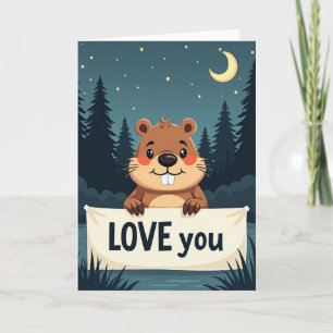 Moonlit Beaver Love You Card