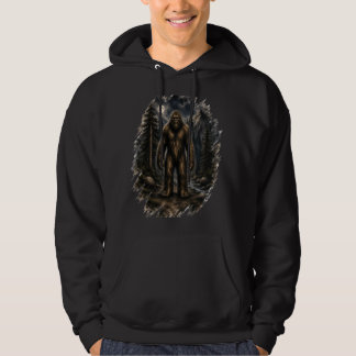 Moonlit Bigfoot Loose Watercolor Forest Cryptid Hoodie