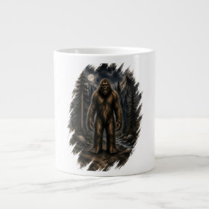 Moonlit Bigfoot Loose Watercolor Forest Cryptid Large Coffee Mug