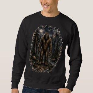 Moonlit Bigfoot Loose Watercolor Forest Cryptid Sweatshirt