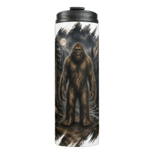 Moonlit Bigfoot Loose Watercolor Forest Cryptid  Thermal Tumbler