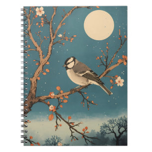 Moonlit Bird on Blossoming Branch Notebook
