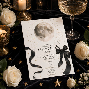 Moonlit Black Bow Celestial Invitation