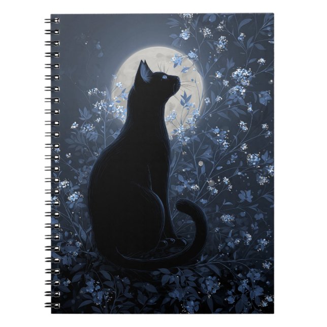Moonlit Black Cat Notebook (Front)
