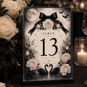 Moonlit Black Swan Gothic Wedding  Table Number