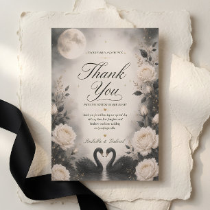 Moonlit Black Swan Gothic Wedding  Thank You Card