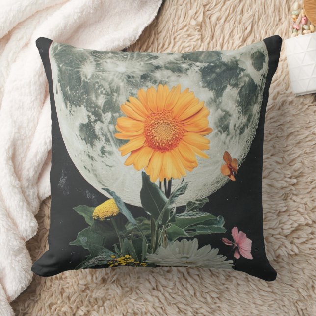Moonlit Blooms Over Rustic Charm (2) Cushion (Blanket)
