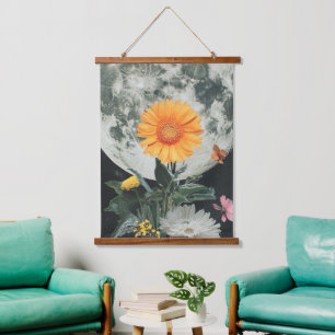 Moonlit Blooms Over Rustic Charm (2) Hanging Tapestry