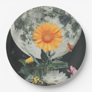 Moonlit Blooms Over Rustic Charm (2) Paper Plate
