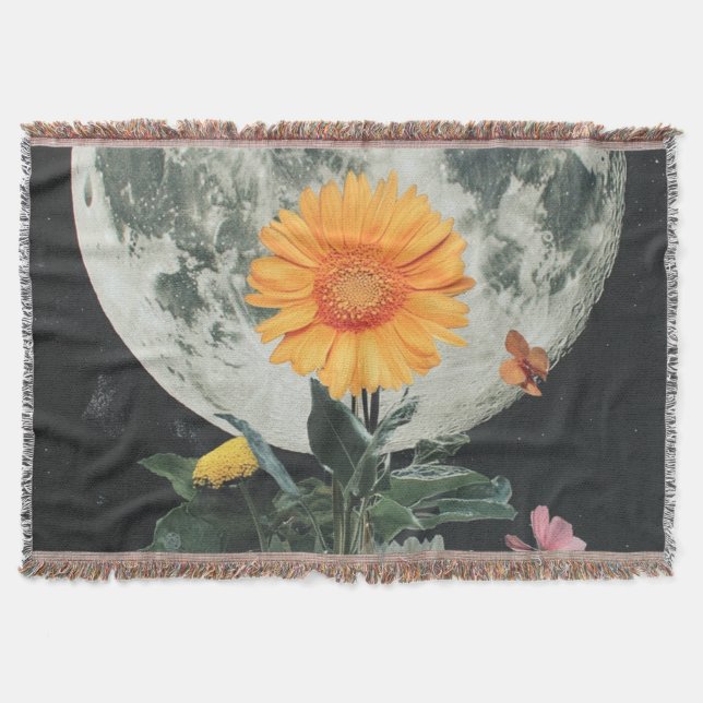 Moonlit Blooms Over Rustic Charm (2) Throw Blanket (Front)