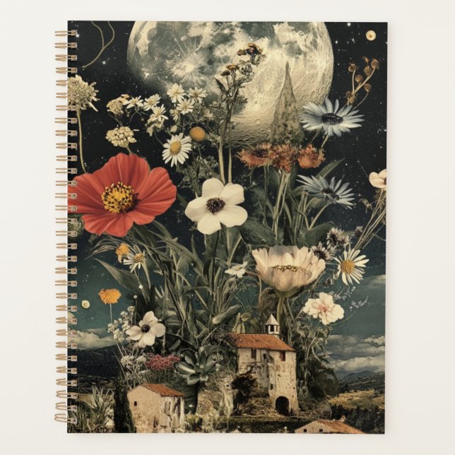 Moonlit Blooms Over Rustic Charm Planner (Front)