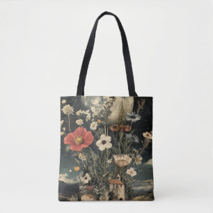 Moonlit Blooms Over Rustic Charm Tote Bag