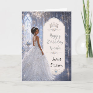 Moonlit Blue Ballroom Sweet Sixteen Card