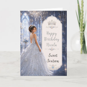 Moonlit Blue Ballroom Sweet Sixteen Card