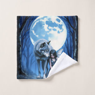 Moonlit Bond – The Wolf and the Gothic Fairy. Bath Towel Set