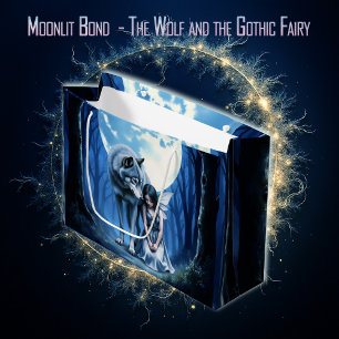 Moonlit Bond – The Wolf and the Gothic Fairy. Large Gift Bag