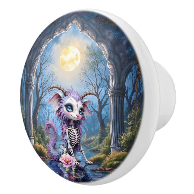 Moonlit Bones – Guardian of Forgotten Dreams.  Ceramic Knob (Right)