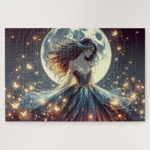 Moonlit Butterfly Enchantress Fantasy Jigsaw Puzzle