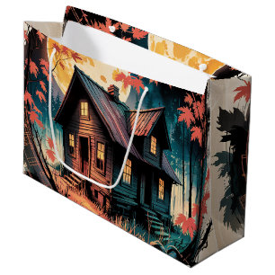 Moonlit Cabin Japanese Forest Art (3) Large Gift Bag