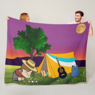 Moonlit Campfire Dreams Fleece Blanket