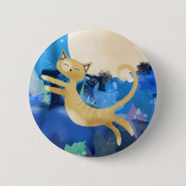 Moonlit cat - bin badge (Front)