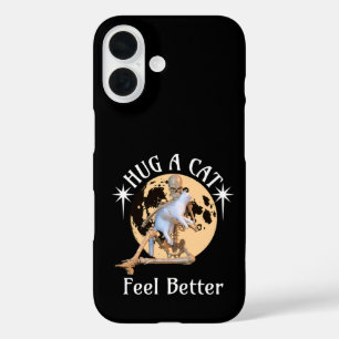 Moonlit Cat Hug Skeleton Comfort Humour iPhone 16 Case