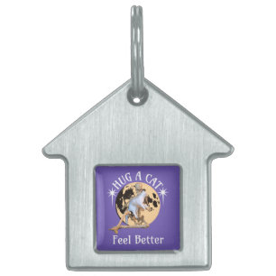 Moonlit Cat Hug Skeleton Comfort Humour Pet ID Tag