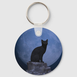 Moonlit Cat Key Ring