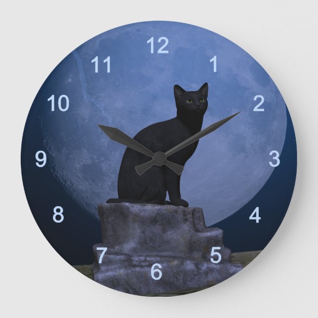 Moonlit Cat Large Clock (Front)