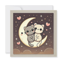 Moonlit Cat Love Card