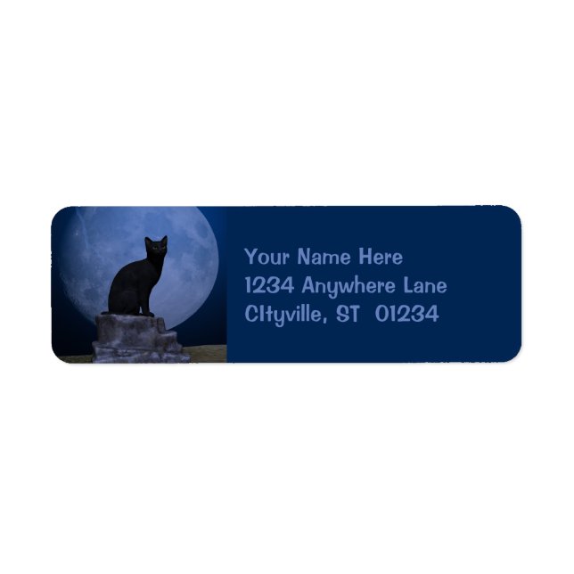 Moonlit Cat Return Address Label (Front)