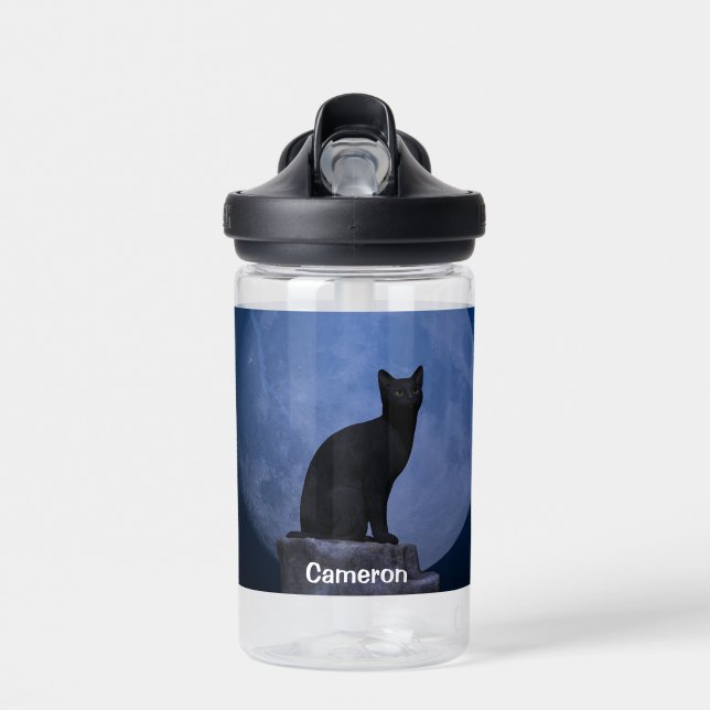 Moonlit Cat Water Bottle (Front)