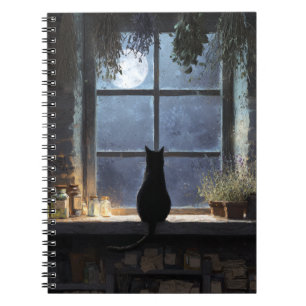 Moonlit Cat Window Notebook
