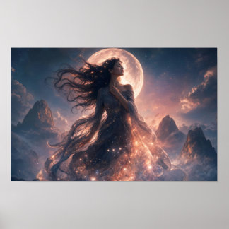 Moonlit Celestial Dreamscape Art Poster
