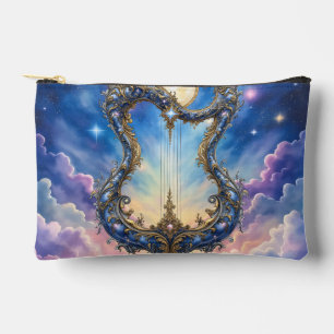Moonlit Celestial Harp – Dreamy Cosmic Fantasy Art Accessory Pouch