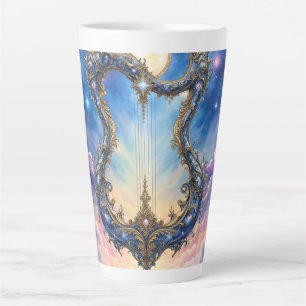 Moonlit Celestial Harp – Dreamy Cosmic Fantasy Art Latte Mug