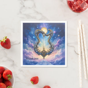 Moonlit Celestial Harp – Dreamy Cosmic Fantasy Art Napkin